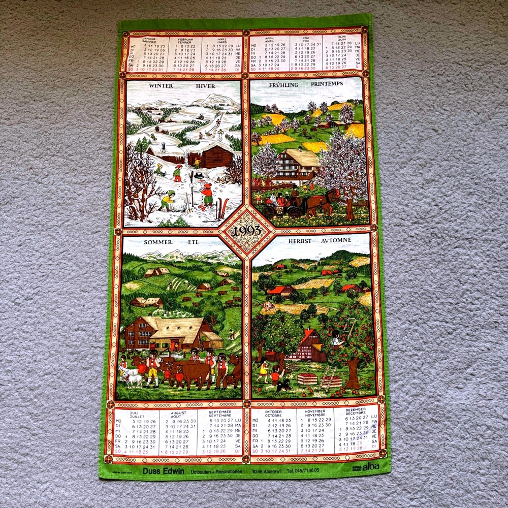 Duss‎ Edwin 1993 Calendar Wall Hanging Tapestry Swiss Alba Seasons German French